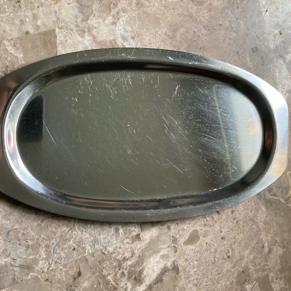 Vintage Elegant Stainless Steel Oval Tray